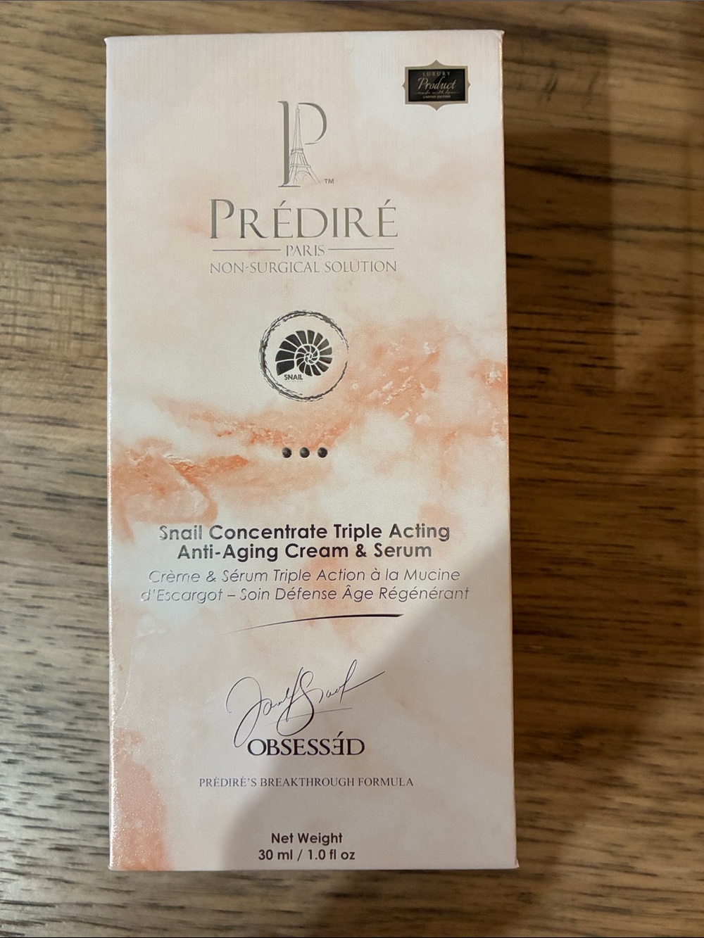 Prédiré Snail Concentrate Triple Acting Anti-Aging Cream & Serum — Peach